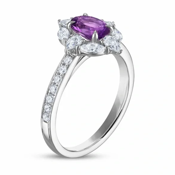 Oval Cut Amethyst Diamond Engagement Ring 3/4 ct TW 14k White Gold Kay S… - Picture 2 of 9